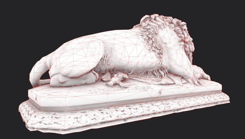 Old statue lion Low-poly realistic PBR 3D model and printable Low-poly 3D model_14
