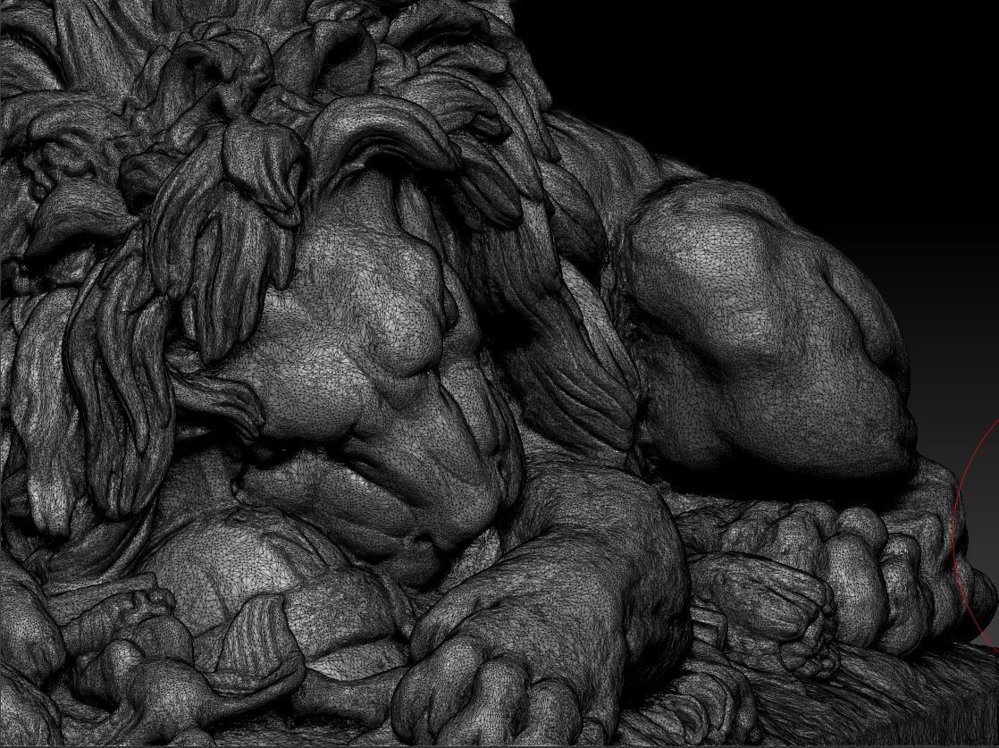 Old statue lion Low-poly realistic PBR 3D model and printable Low-poly 3D model_4