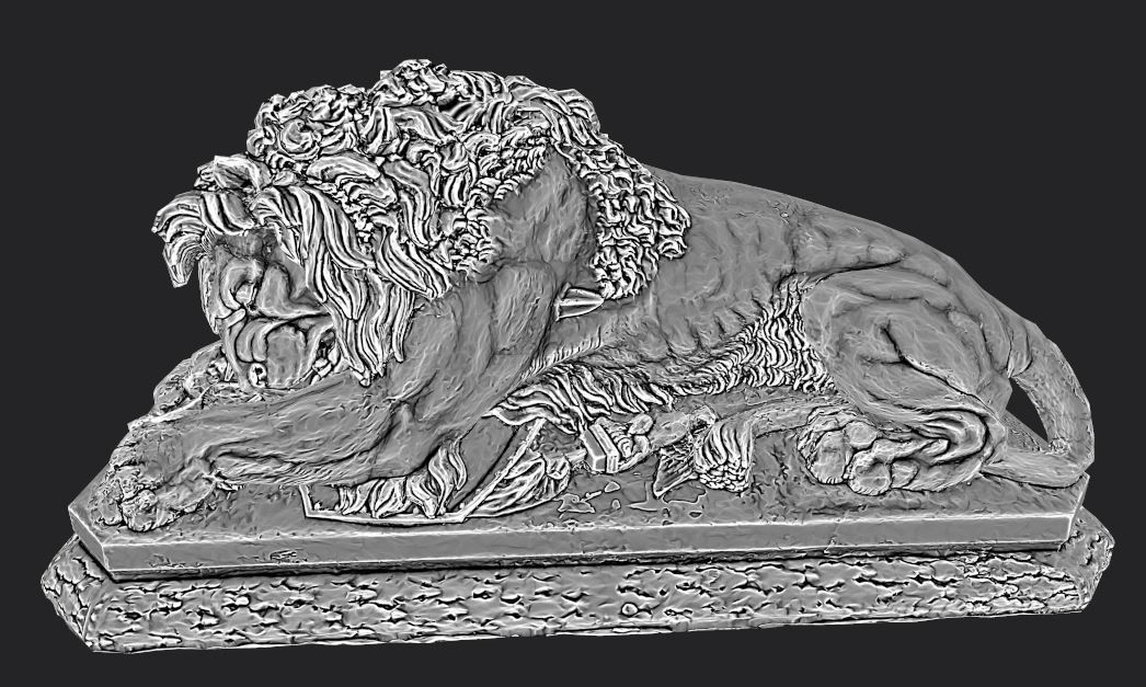 Old statue lion Low-poly realistic PBR 3D model and printable Low-poly 3D model_18