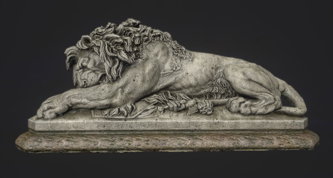 Old statue lion Low-poly realistic PBR 3D model and printable Low-poly 3D model_8