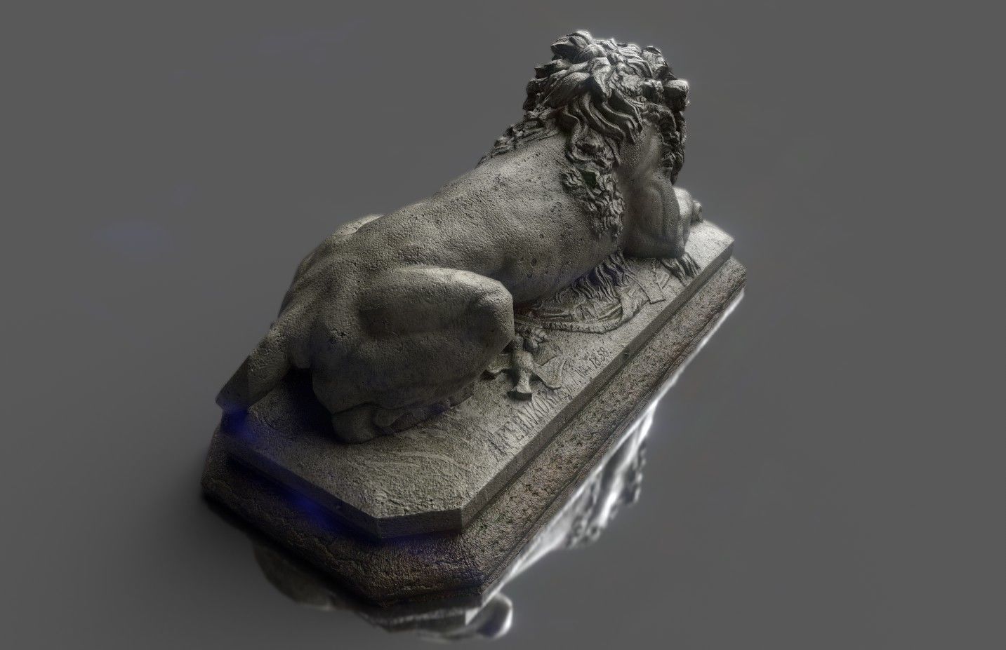 Old statue lion Low-poly realistic PBR 3D model and printable Low-poly 3D model_7