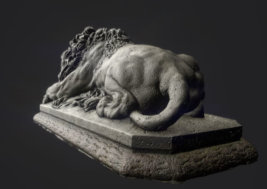 Old statue lion Low-poly realistic PBR 3D model and printable Low-poly 3D model_9