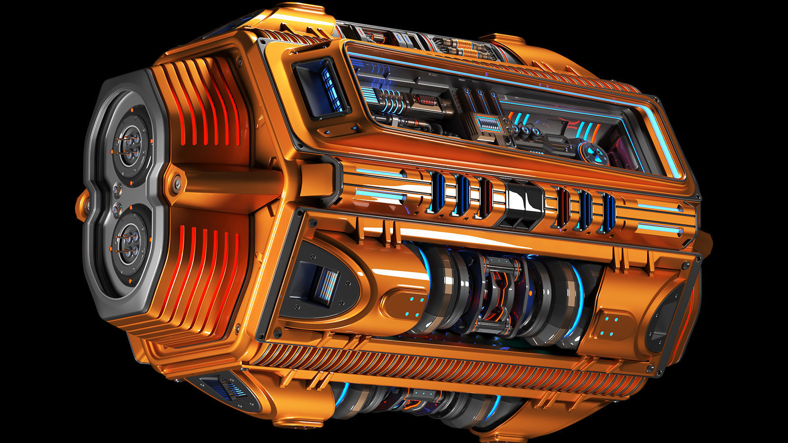 Sci Fi Mega Engine KITBASH 3D model_10
