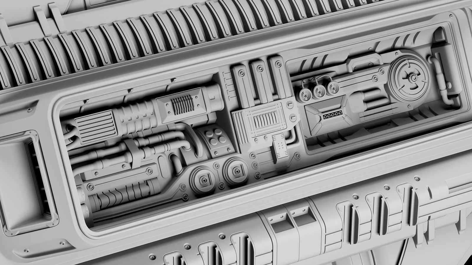 Sci Fi Mega Engine KITBASH 3D model_15