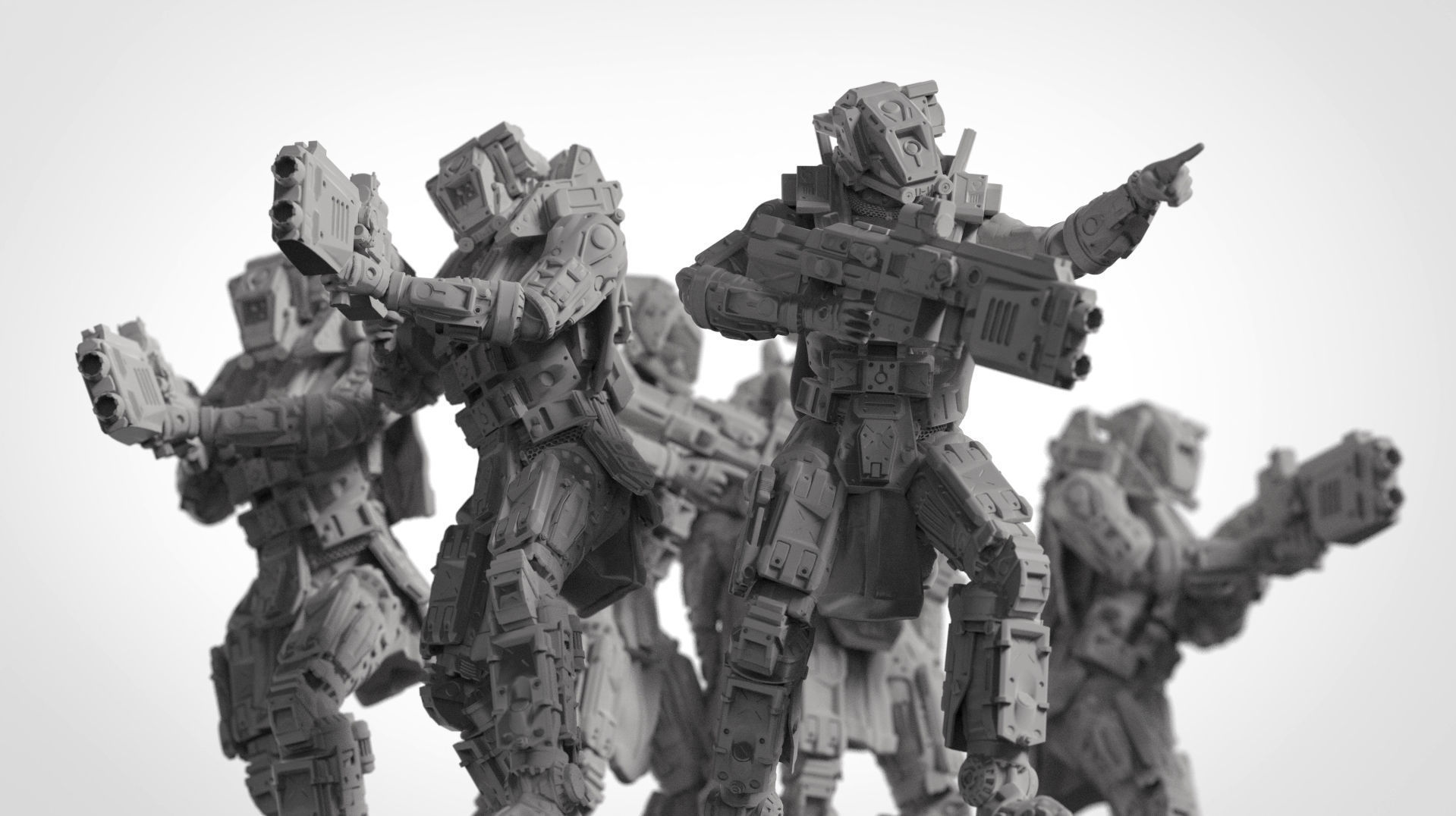 Sci Fi Battle Armor Miniatures - Koloss Assault Rifle Team  3D print model_2