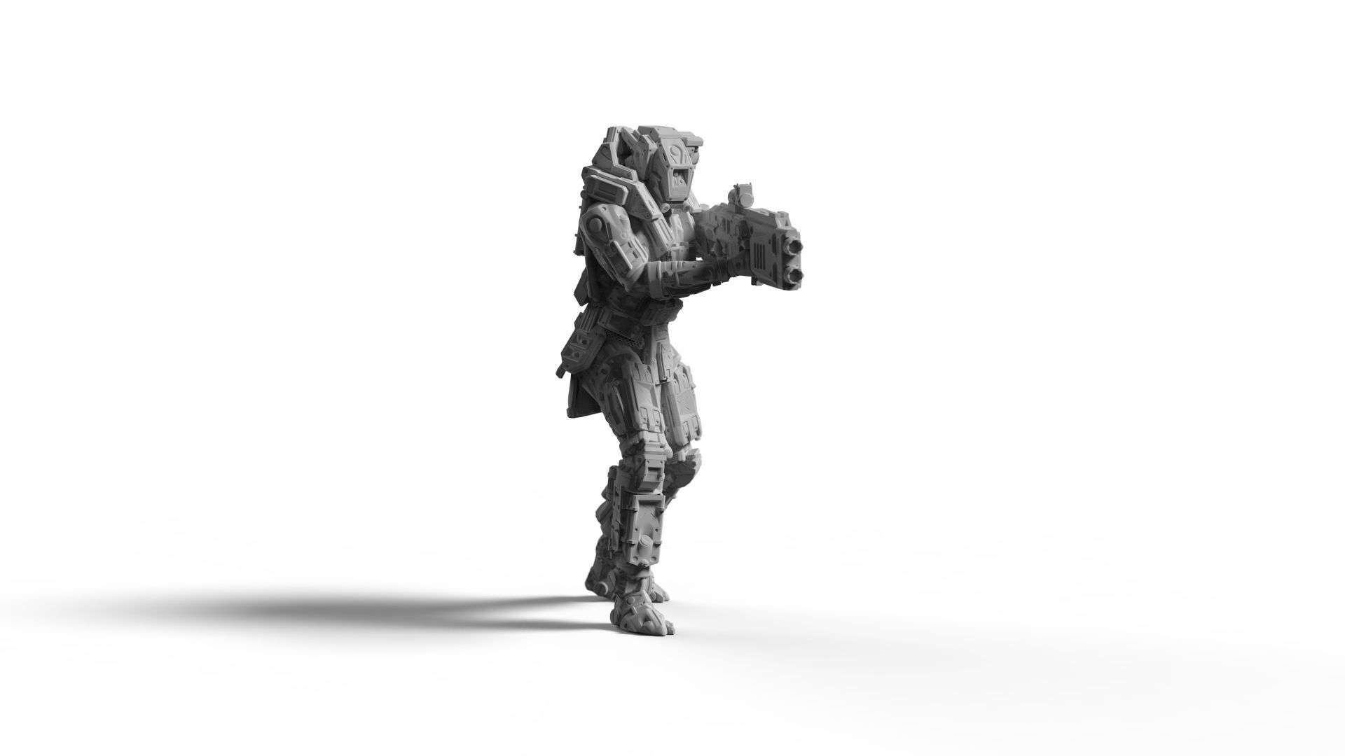 Sci Fi Battle Armor Miniatures - Koloss Assault Rifle Team  3D print model_5