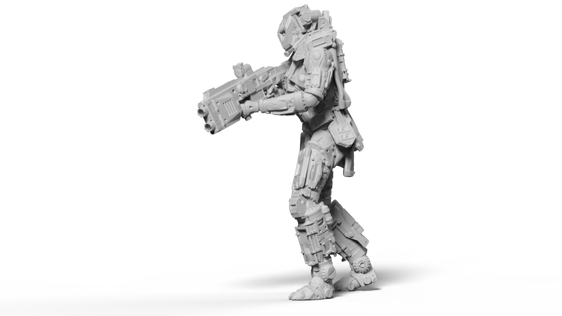 Sci Fi Battle Armor Miniatures - Koloss Assault Rifle Team  3D print model_6