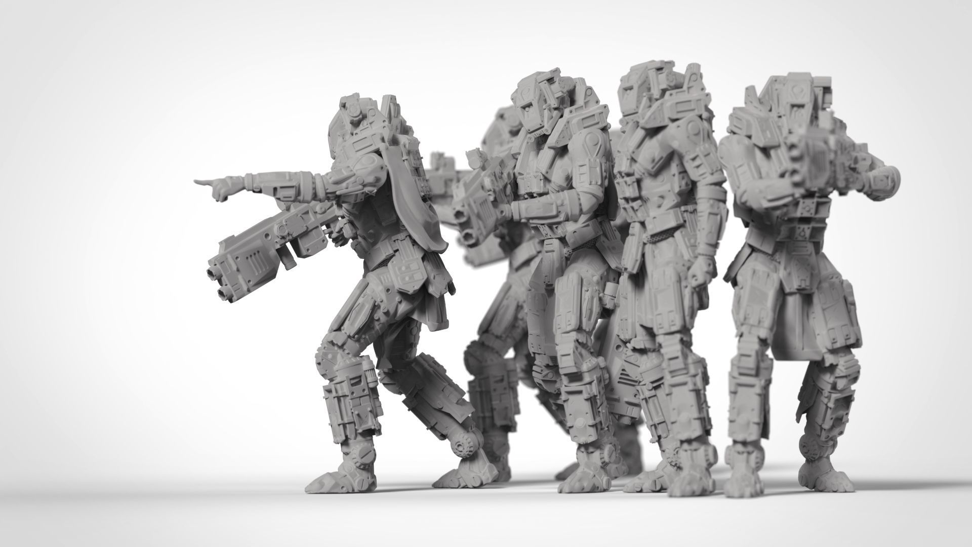 Sci Fi Battle Armor Miniatures - Koloss Assault Rifle Team  3D print model_1