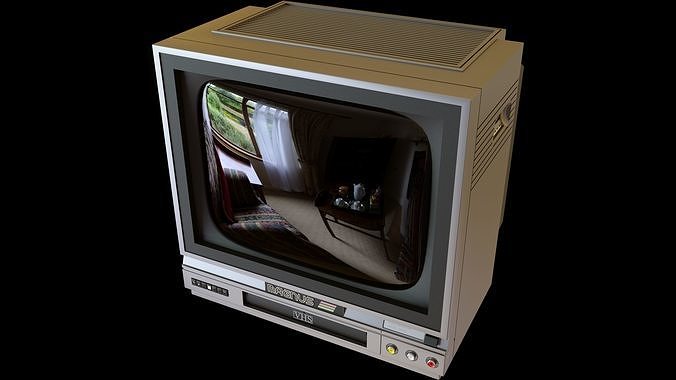 90s Small CRT TV VCR Combo 3D model