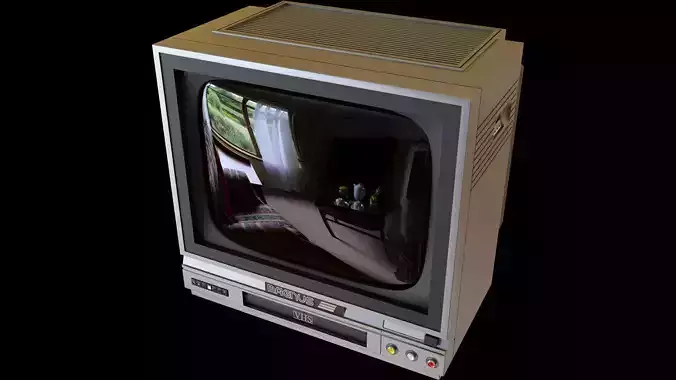 90s Small CRT TV VCR Combo 3D model