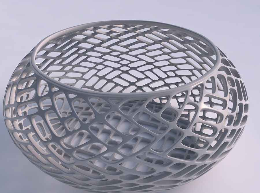 Bowl spheric squeezed wide with lattice tiles 3D print model