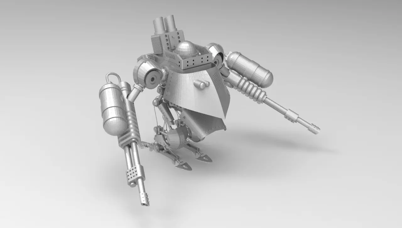 KnightRobo silver robot with two guns 3D print model_0