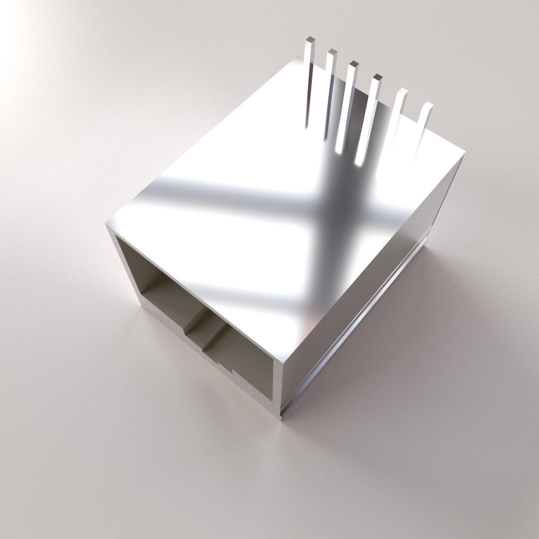 RJ45 Female Socket 3D model_1