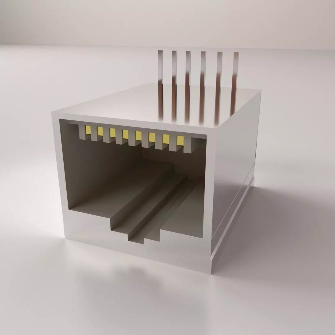 RJ45 Female Socket 3D model_0