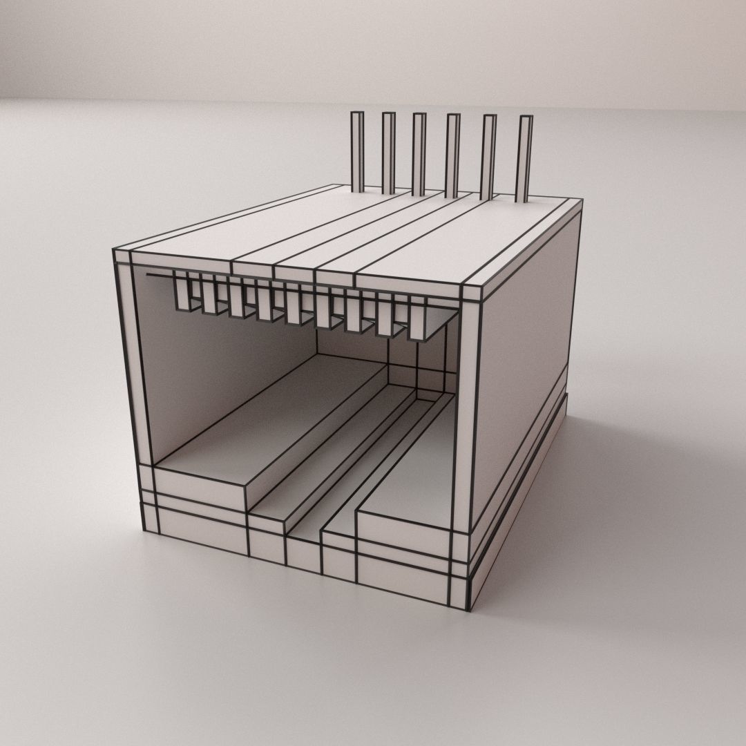 RJ45 Female Socket 3D model_4