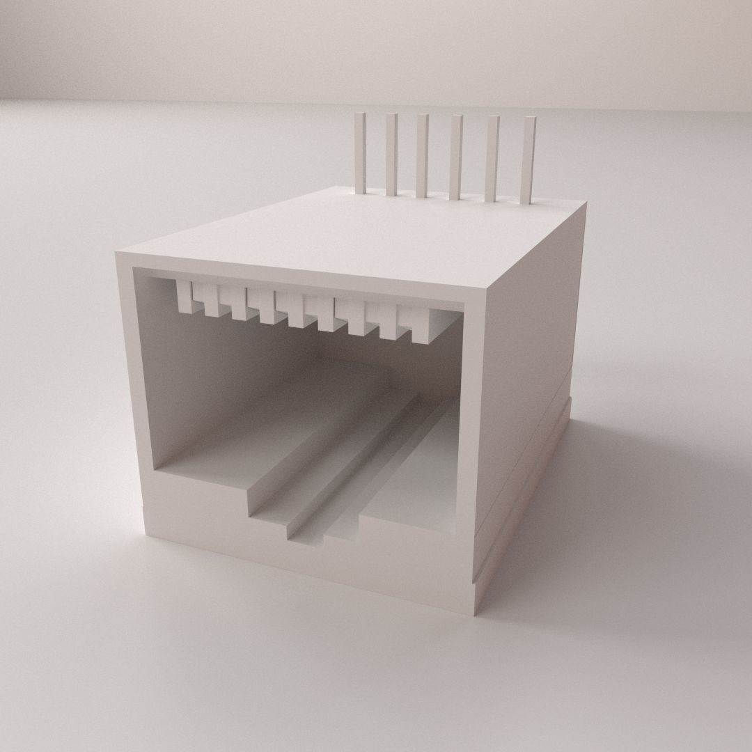 RJ45 Female Socket 3D model_3