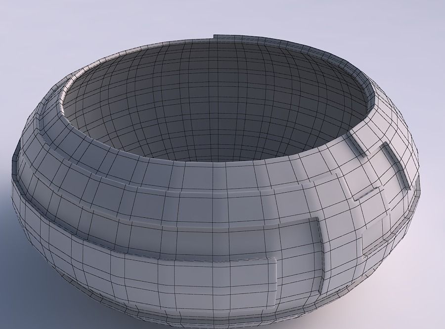 Bowl spheric squeezed wide with sharp ribbons 3D print model_5