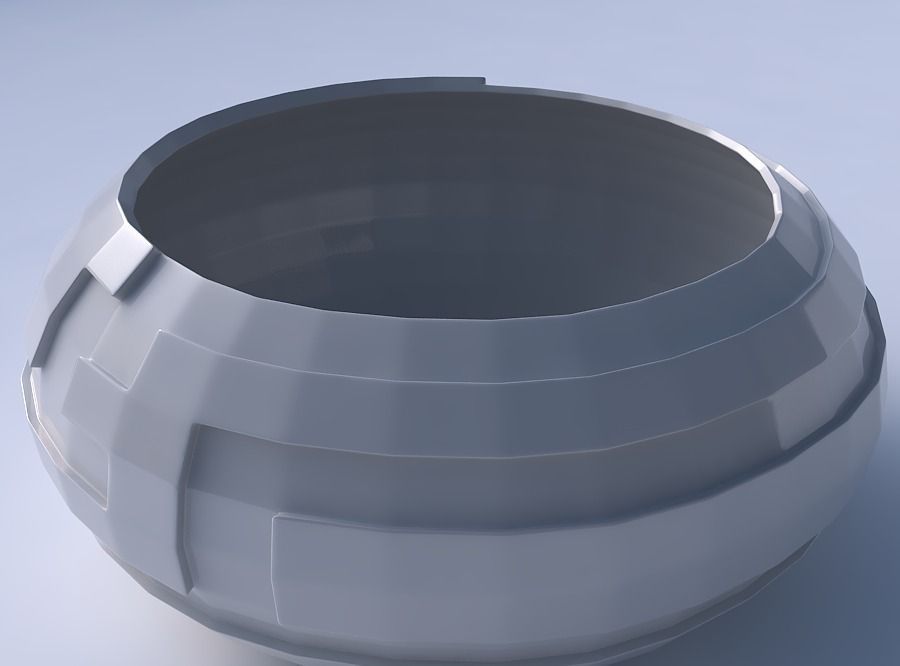 Bowl spheric squeezed wide with sharp ribbons 3D print model_3