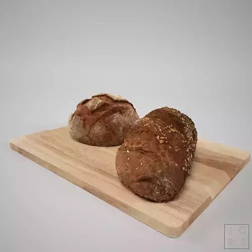 Bread and Cutting board 3D model