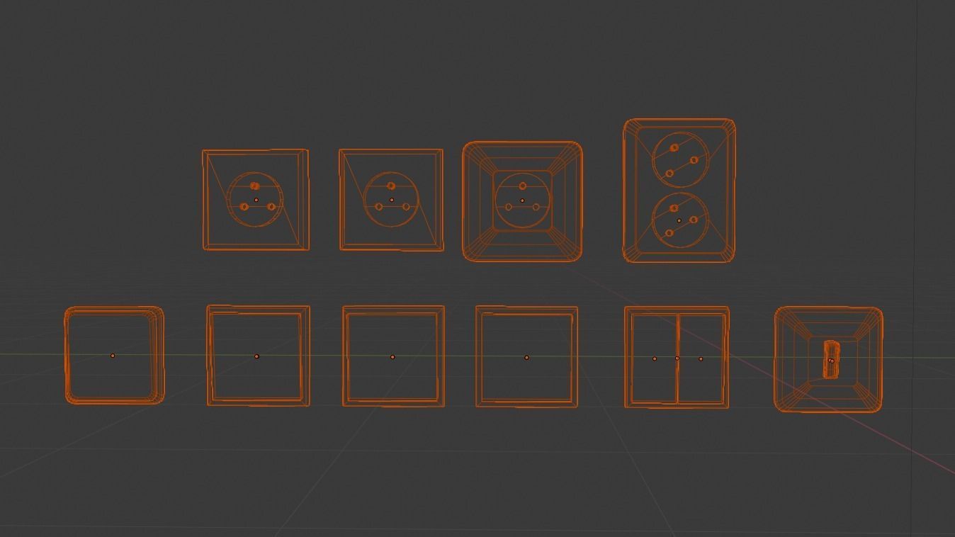 Low poly switches and sockets pack Low-poly 3D model_4