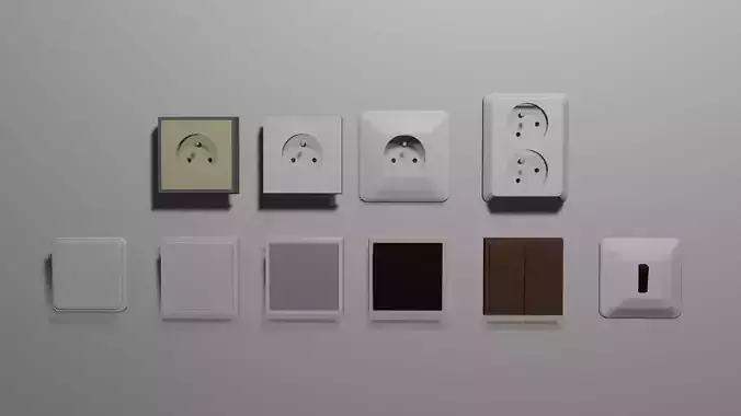 Low poly switches and sockets pack