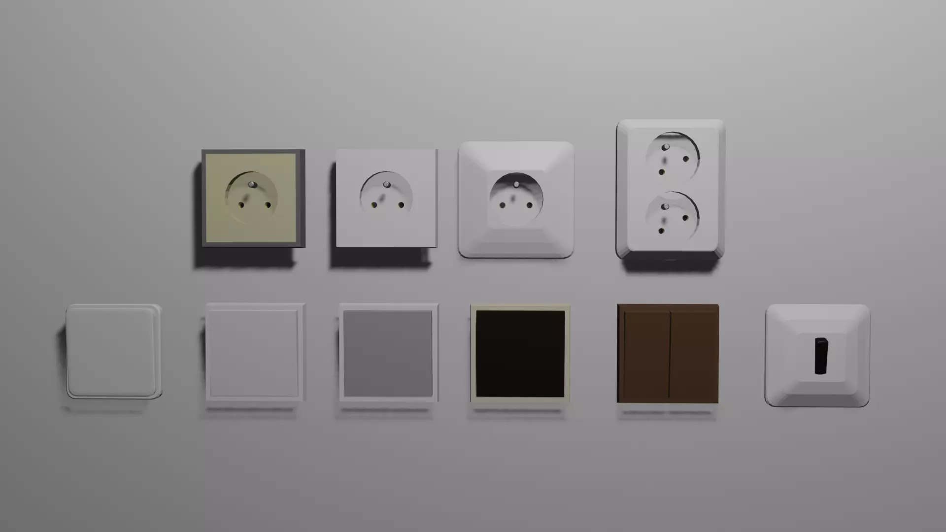 Low poly switches and sockets pack Low-poly 3D model_0