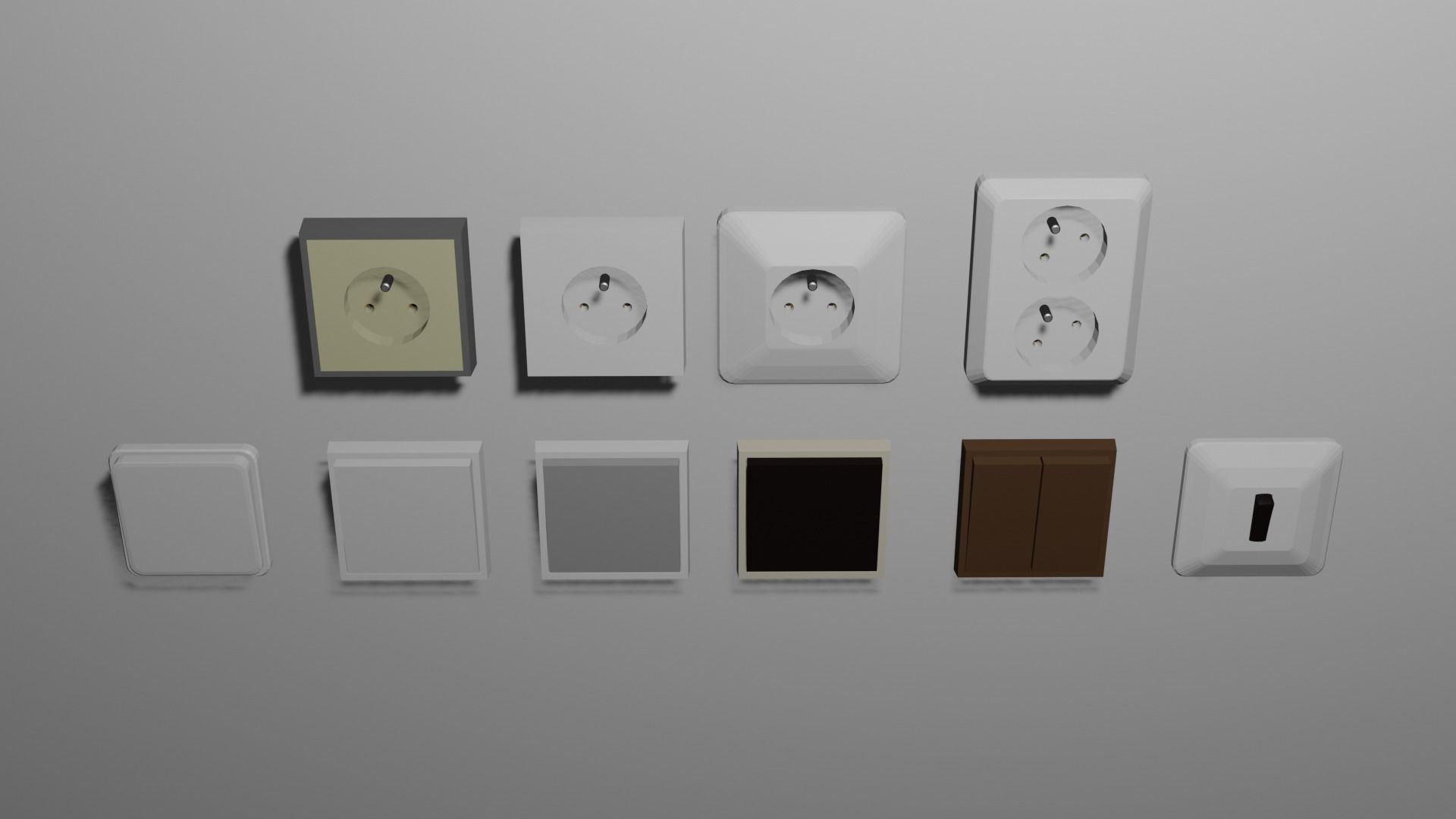 Low poly switches and sockets pack Low-poly 3D model_2