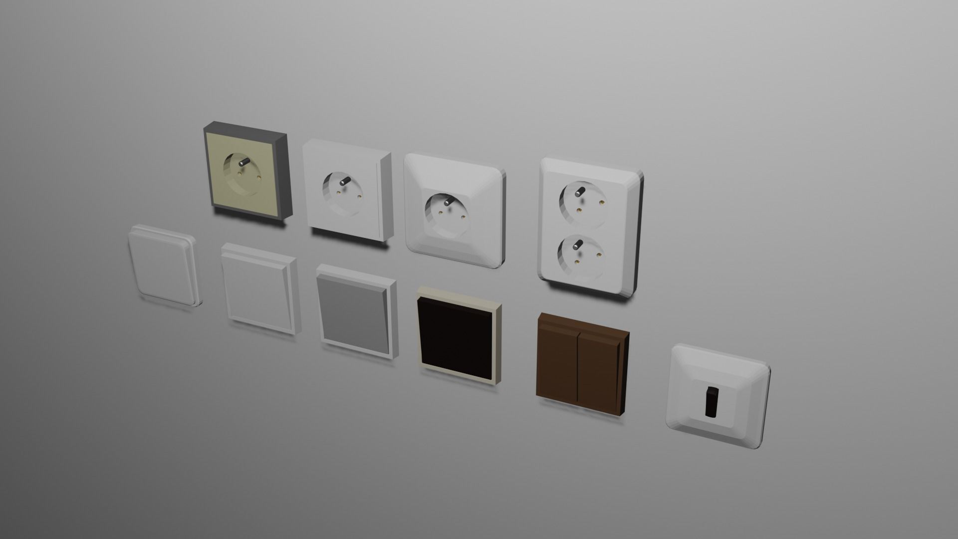 Low poly switches and sockets pack Low-poly 3D model_3