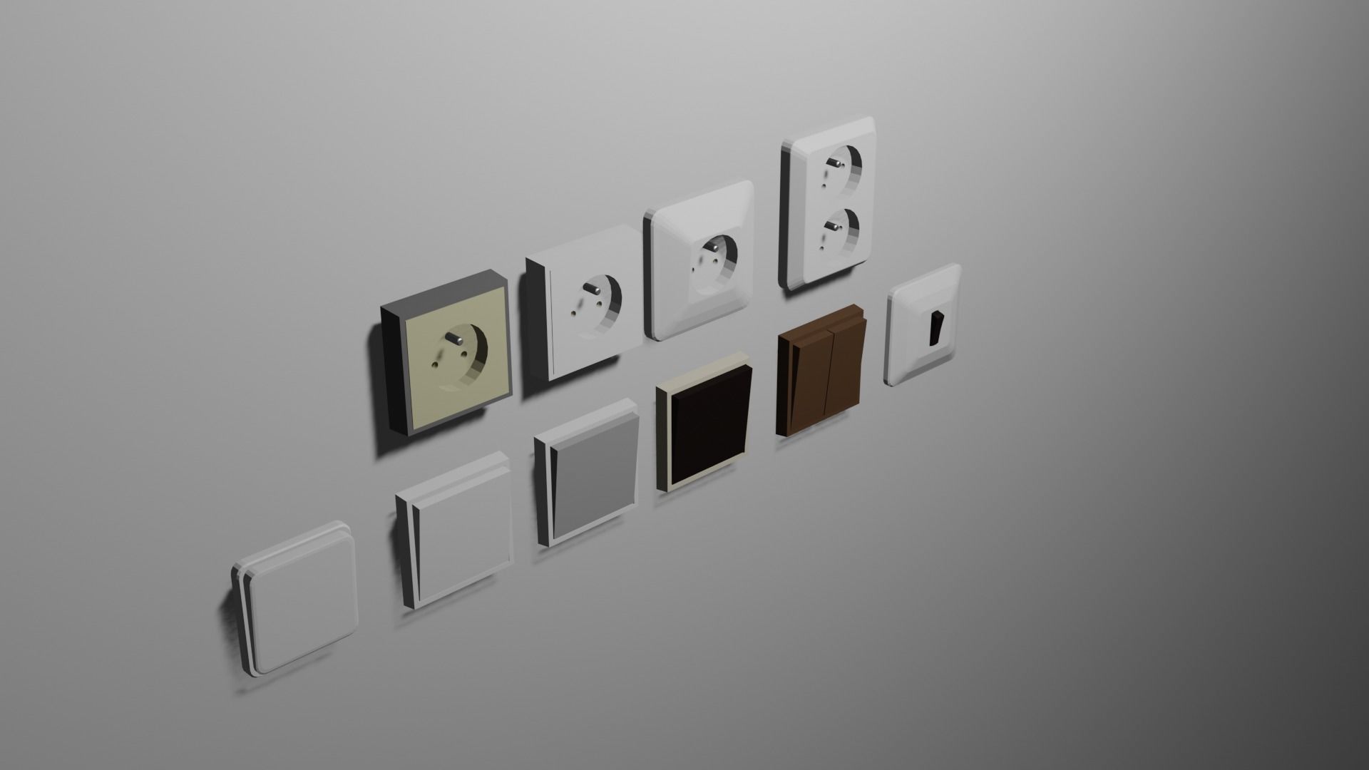 Low poly switches and sockets pack Low-poly 3D model_1