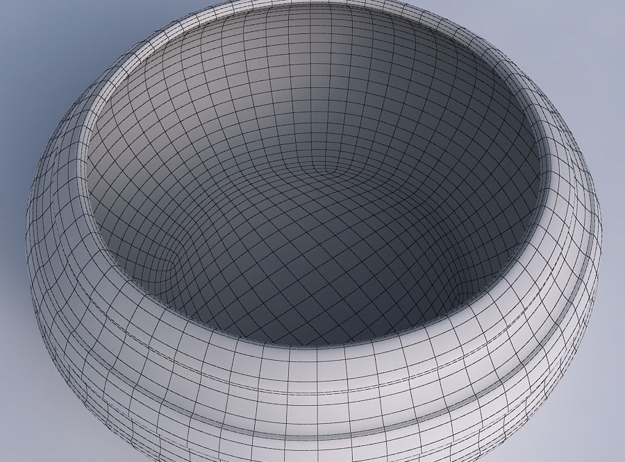 Bowl spheric squeezed wide with smooth horizontal ribbons 3D print model_6