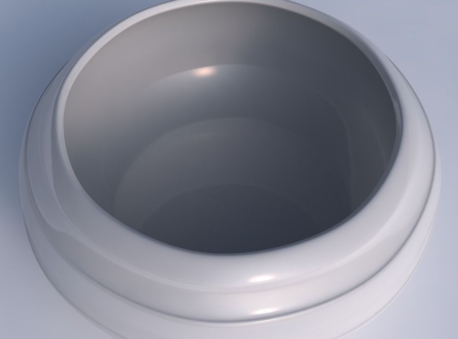 Bowl spheric squeezed wide with smooth horizontal ribbons 3D print model_1