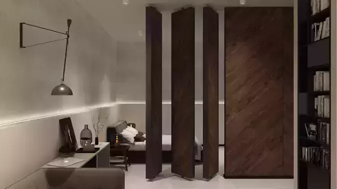 Modern Living Room Night Scen Interior