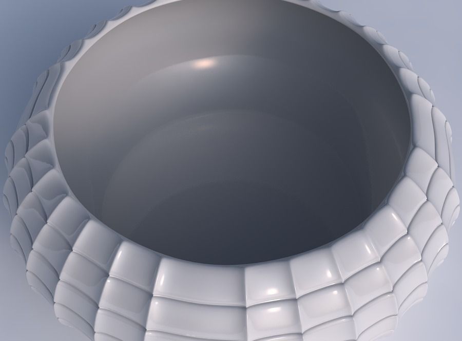 Bowl spheric squeezed wide with strange tiles 3D print model_1