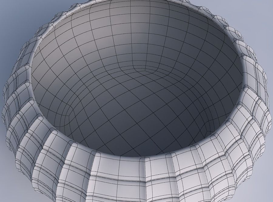 Bowl spheric squeezed wide with strange tiles 3D print model_6