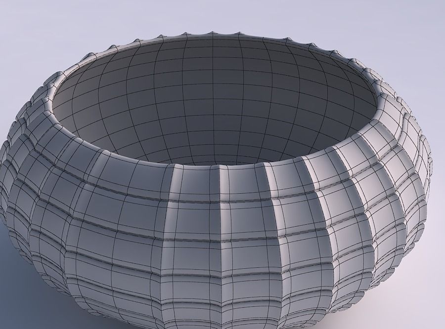 Bowl spheric squeezed wide with strange tiles 3D print model_5