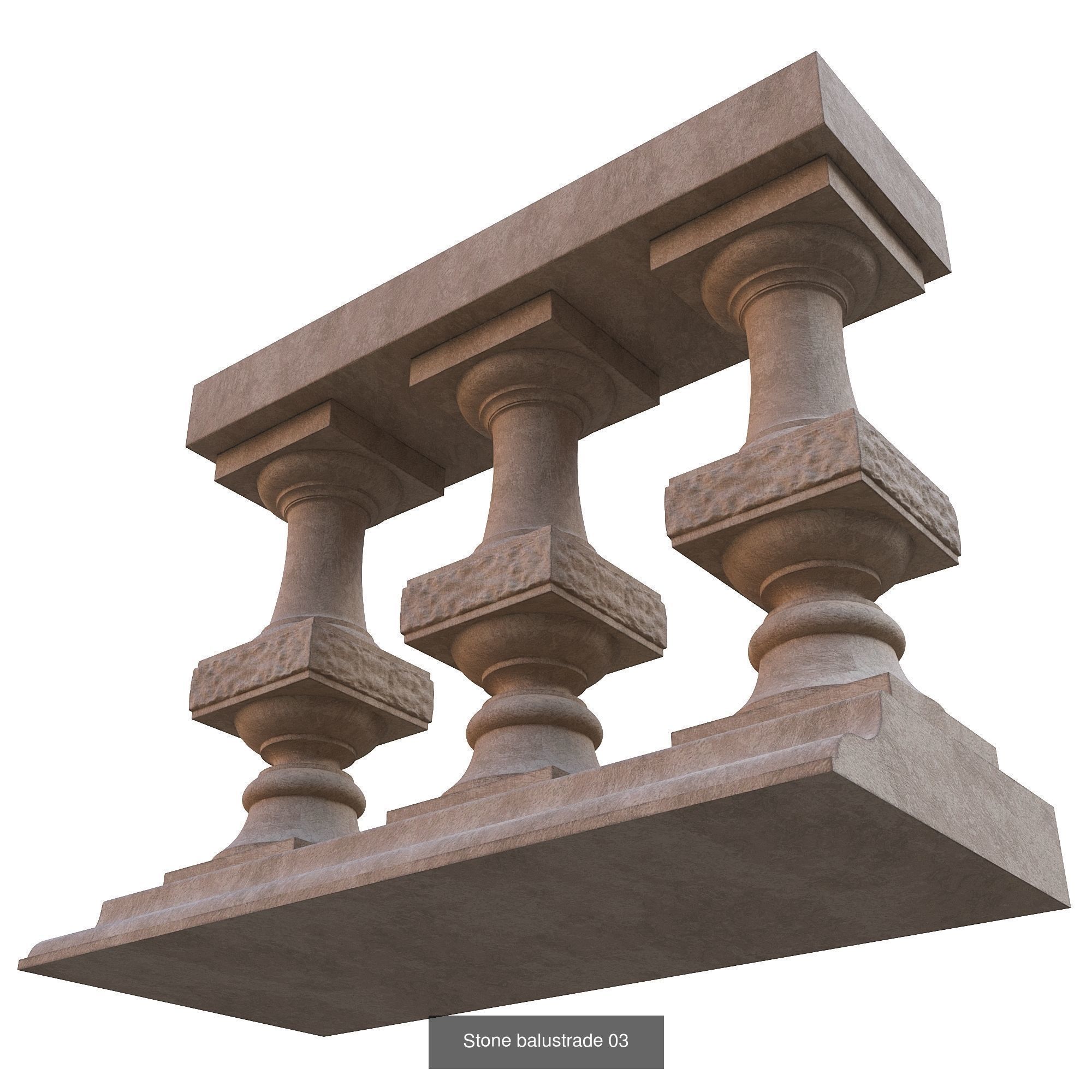 Stone balustrades 01-05 3D Model Collection_3