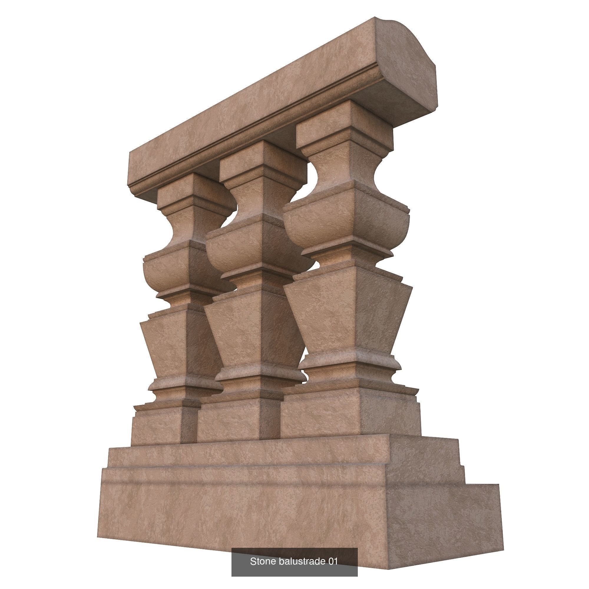 Stone balustrades 01-05 3D Model Collection_1