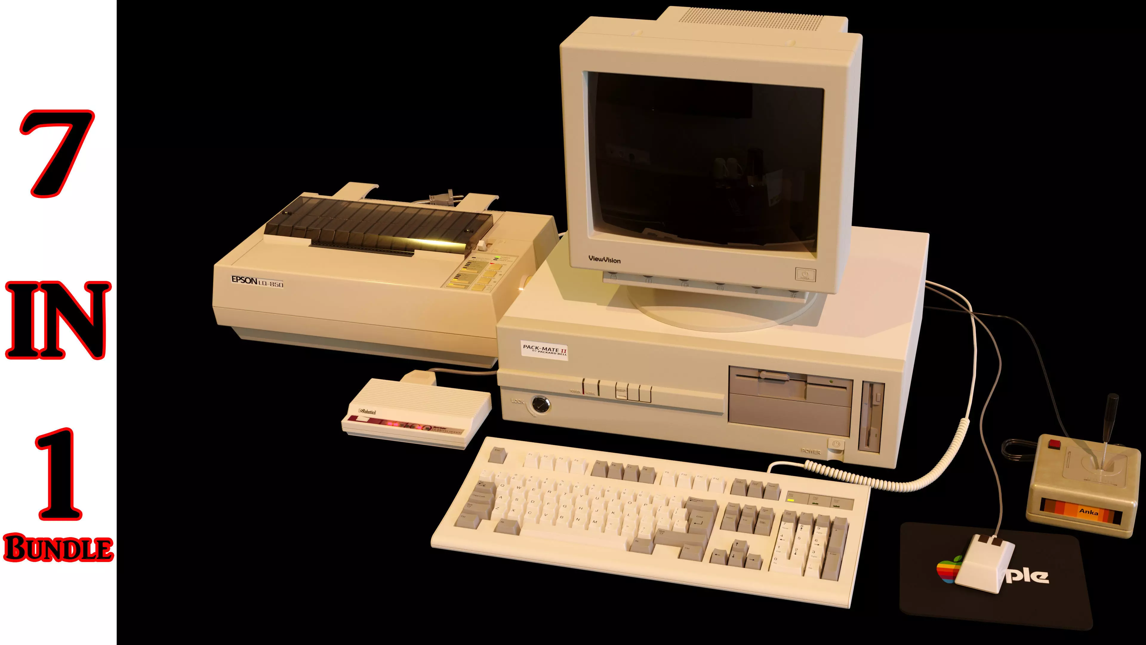 Vintage PC Bundle 7 in 1 3D model_0