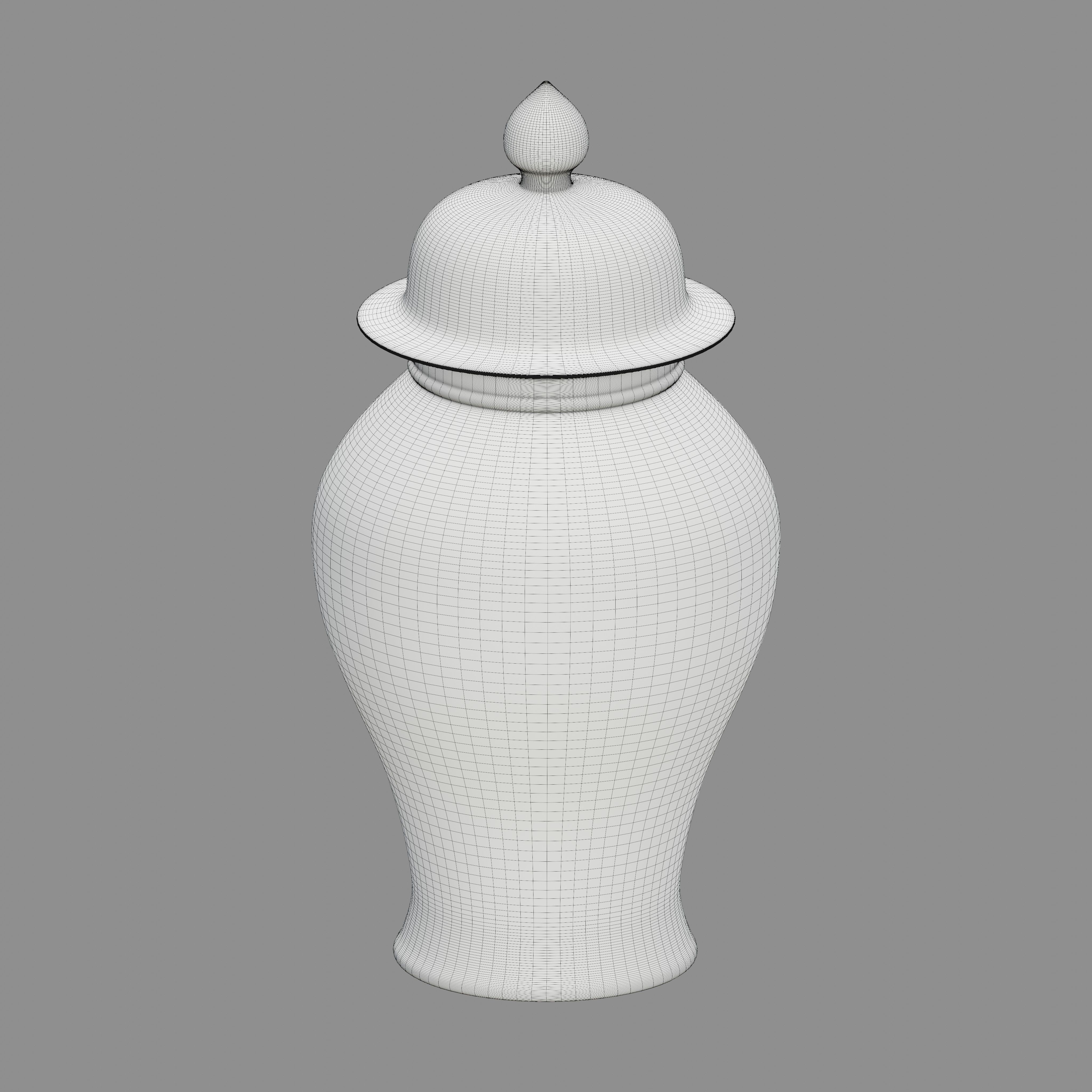  Floral ginger jar Low-poly 3D model_5