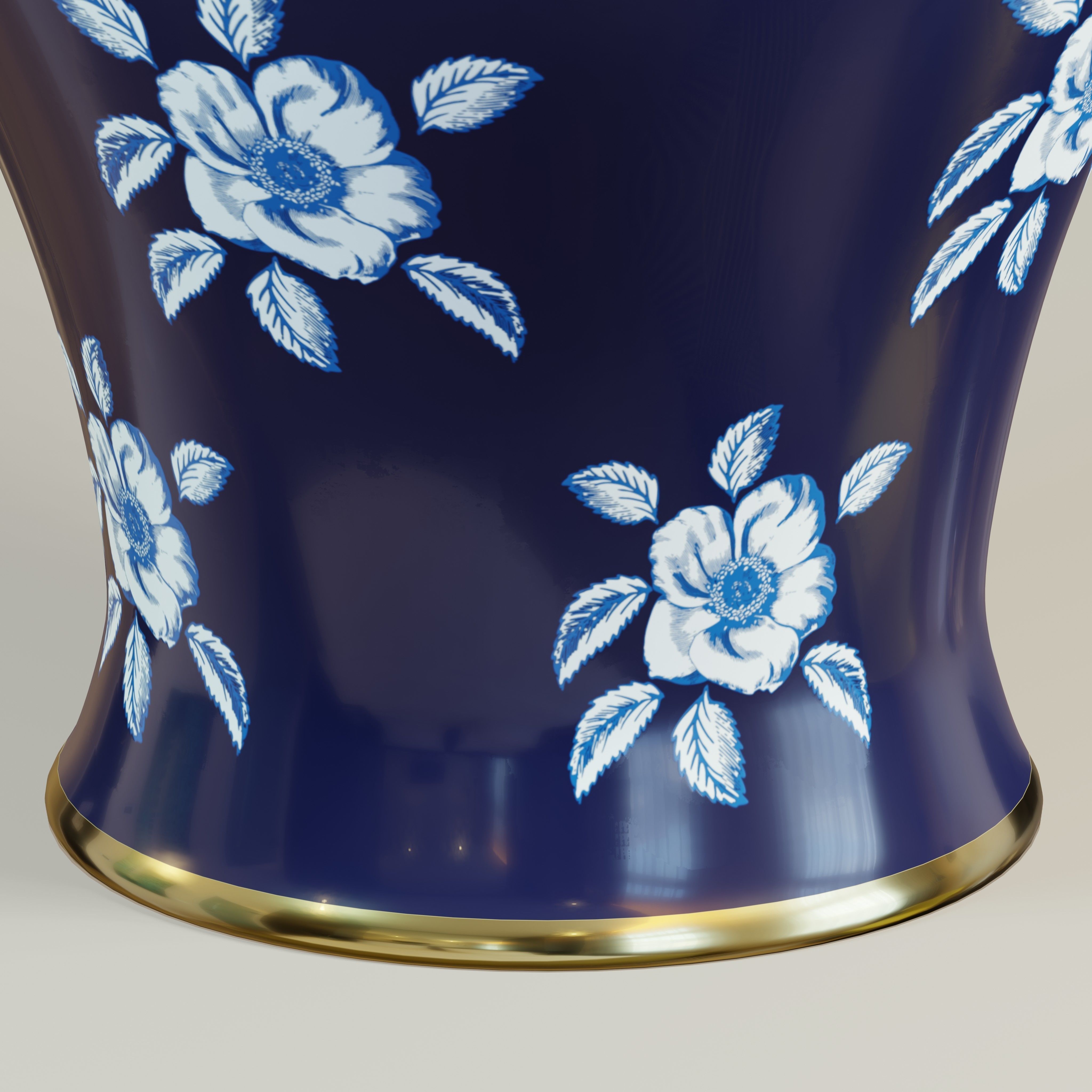  Floral ginger jar Low-poly 3D model_4