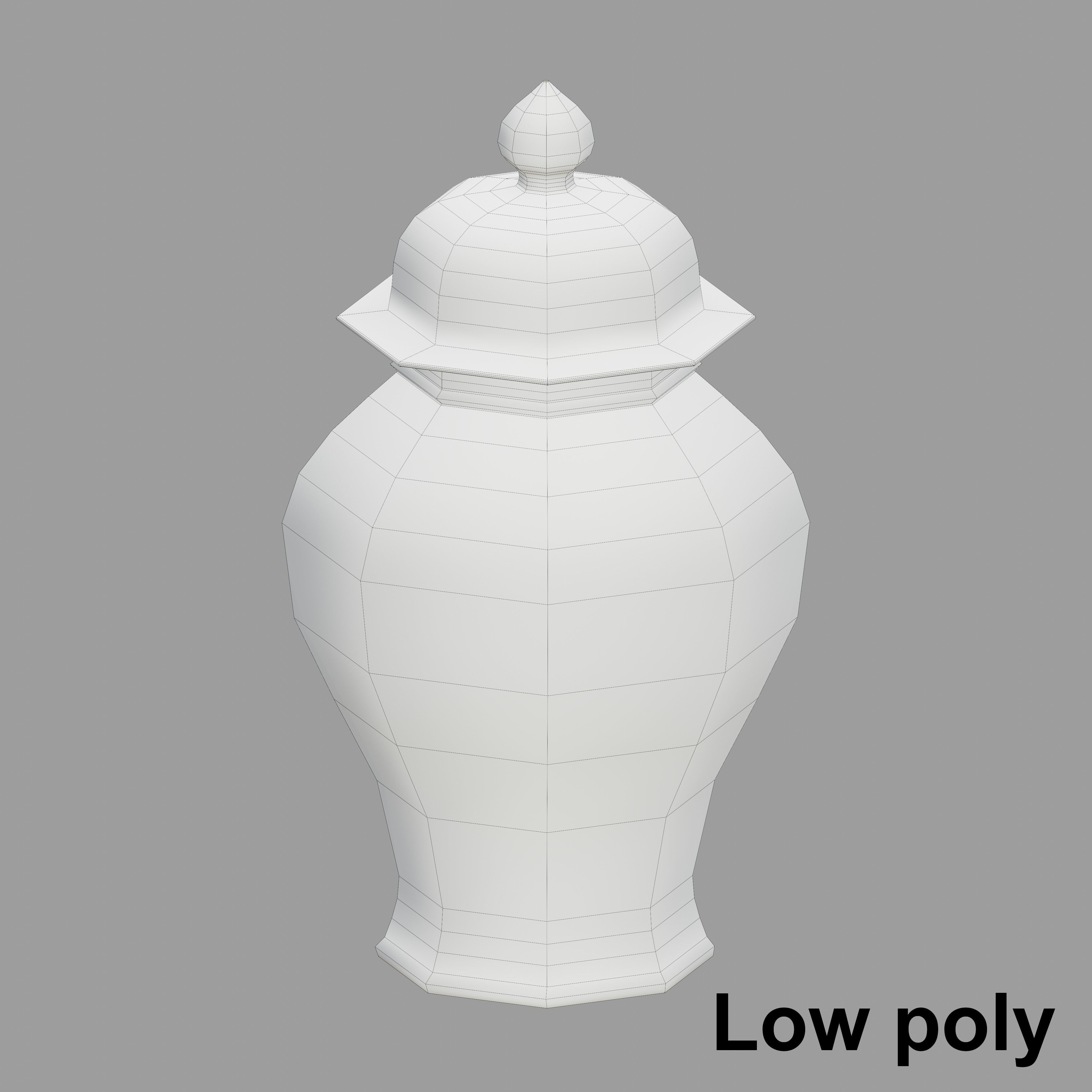  Floral ginger jar Low-poly 3D model_6