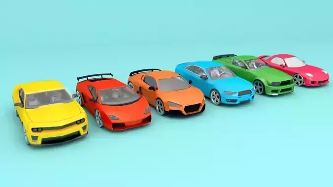 Car Cartoon Sports  Low-poly 3D model Low-poly 3D model