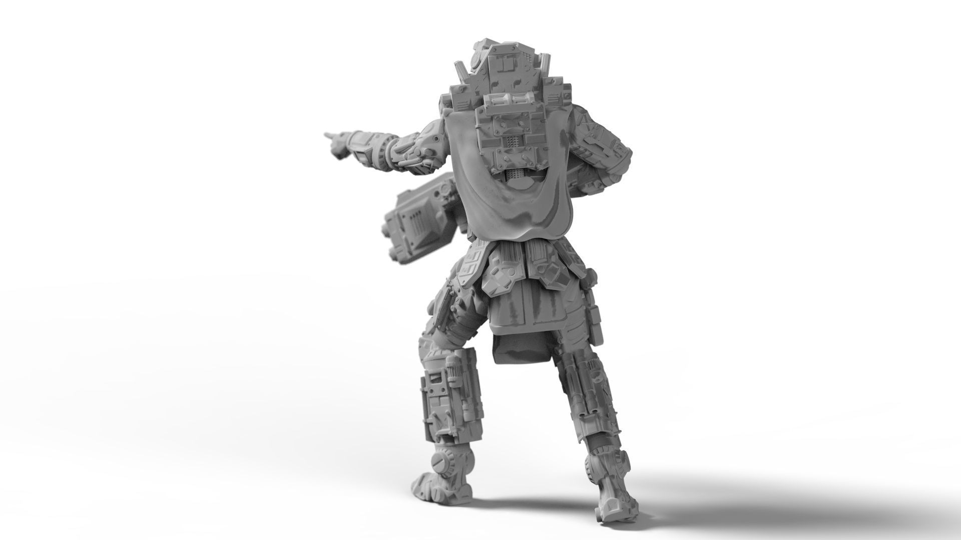 Sci-Fi Battle Armor Miniature - Koloss Assault Rifle Commander 3D print model_2