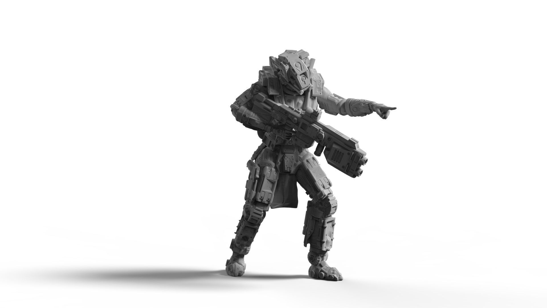Sci-Fi Battle Armor Miniature - Koloss Assault Rifle Commander 3D print model_1