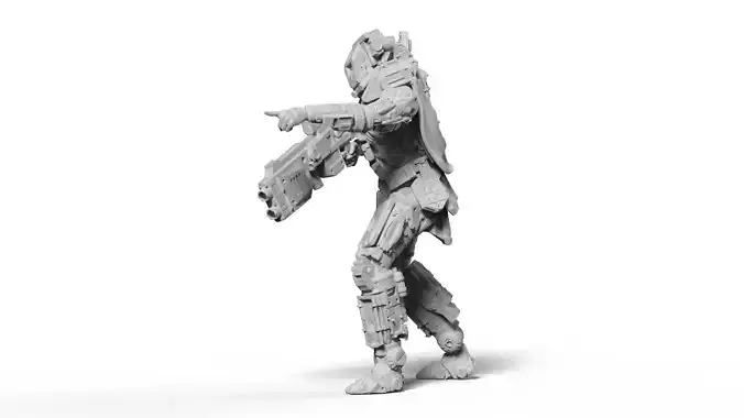 Sci-Fi Battle Armor Miniature - Koloss Assault Rifle Commander 3D print model
