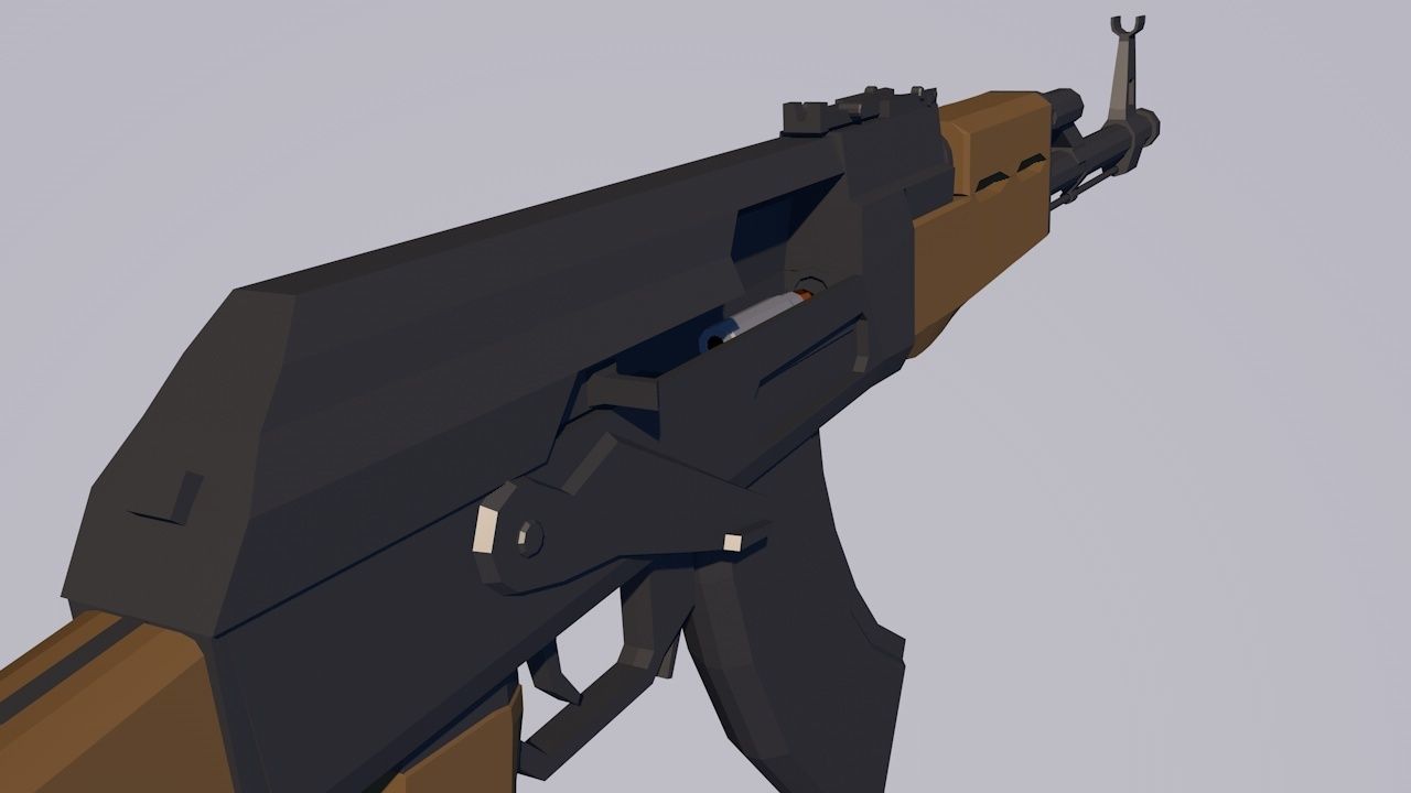 AK47 Low Poly Style Low-poly 3D model_3