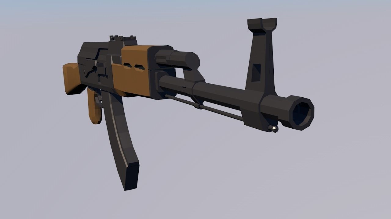 AK47 Low Poly Style Low-poly 3D model_1