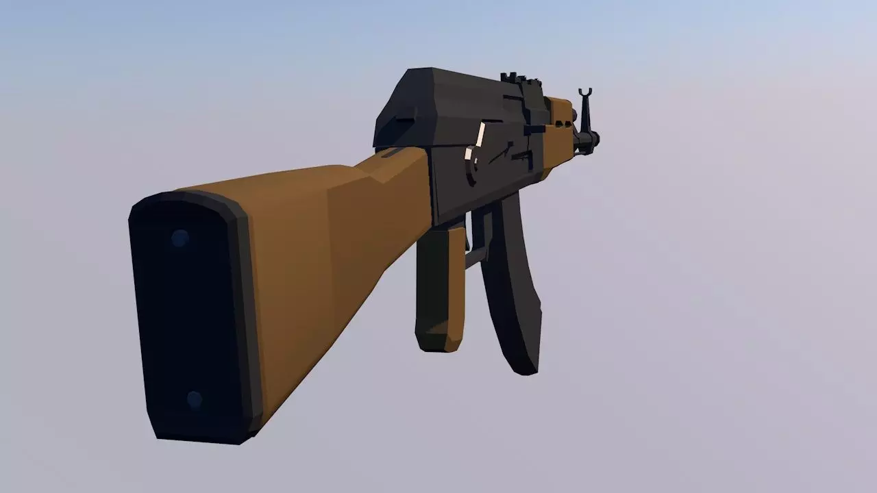 AK47 Low Poly Style Low-poly 3D model_0