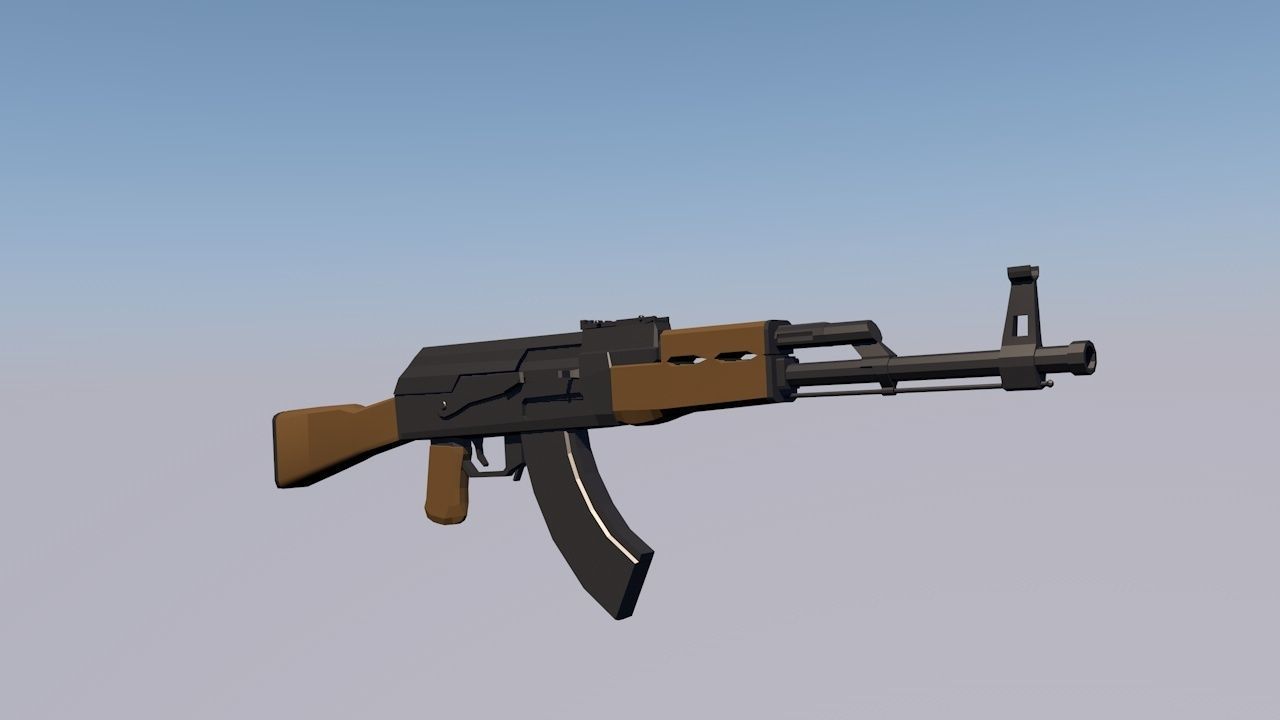 AK47 Low Poly Style Low-poly 3D model_2