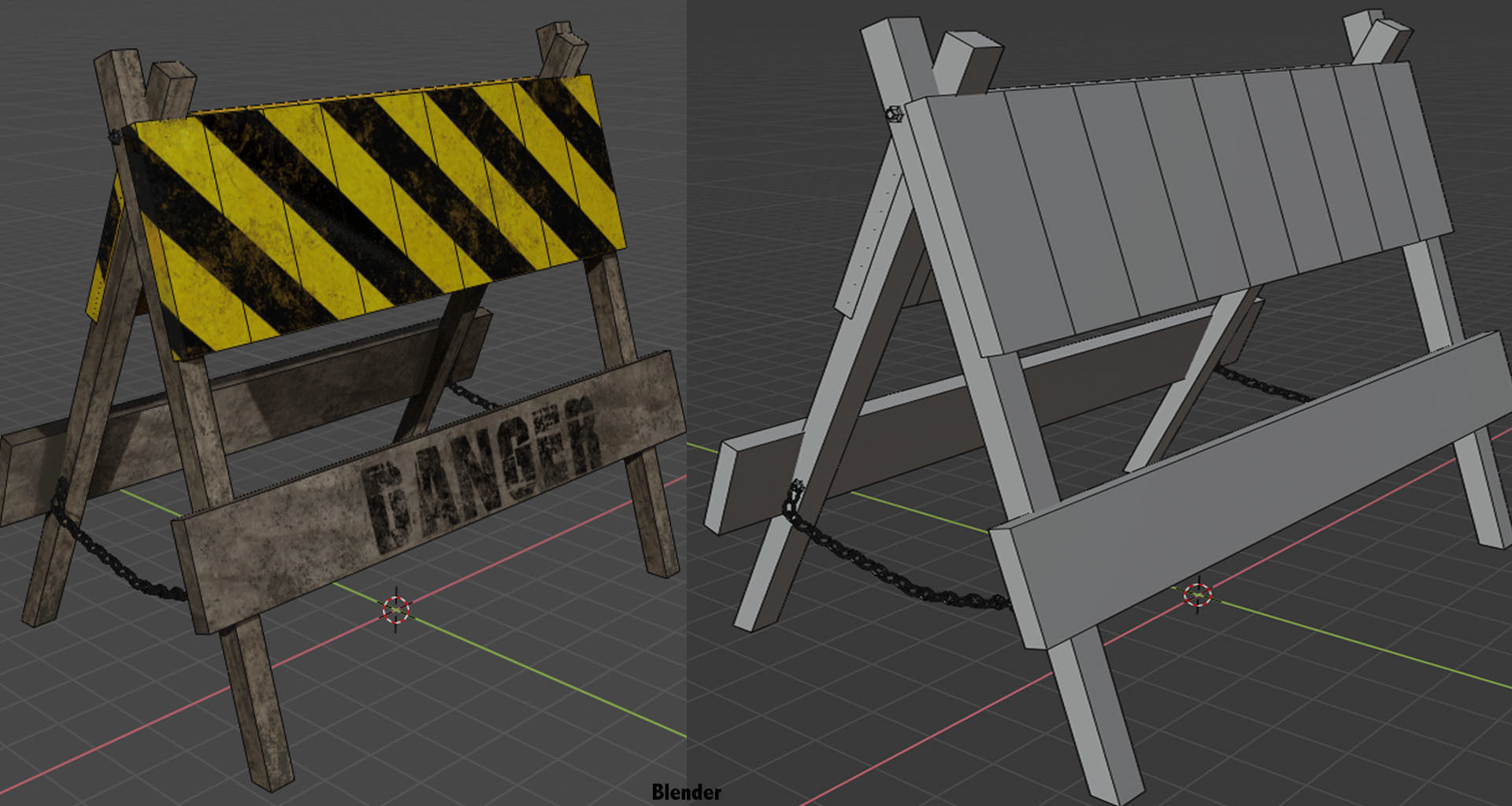 Traffic Barriers Low-poly 3D model_12